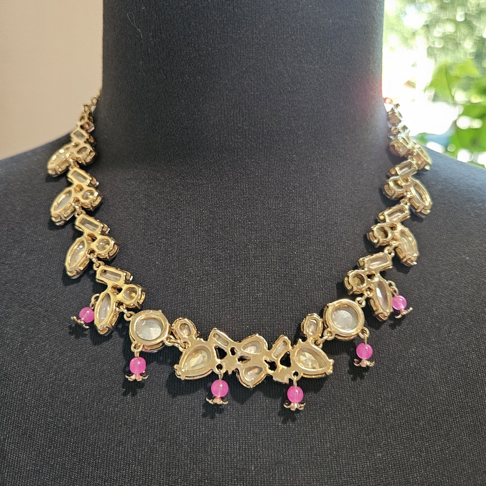 Betsey Johnson Surreal Forest Shakey Flower Collar Necklace Multi Crystals NWT - Picture 2 of 14